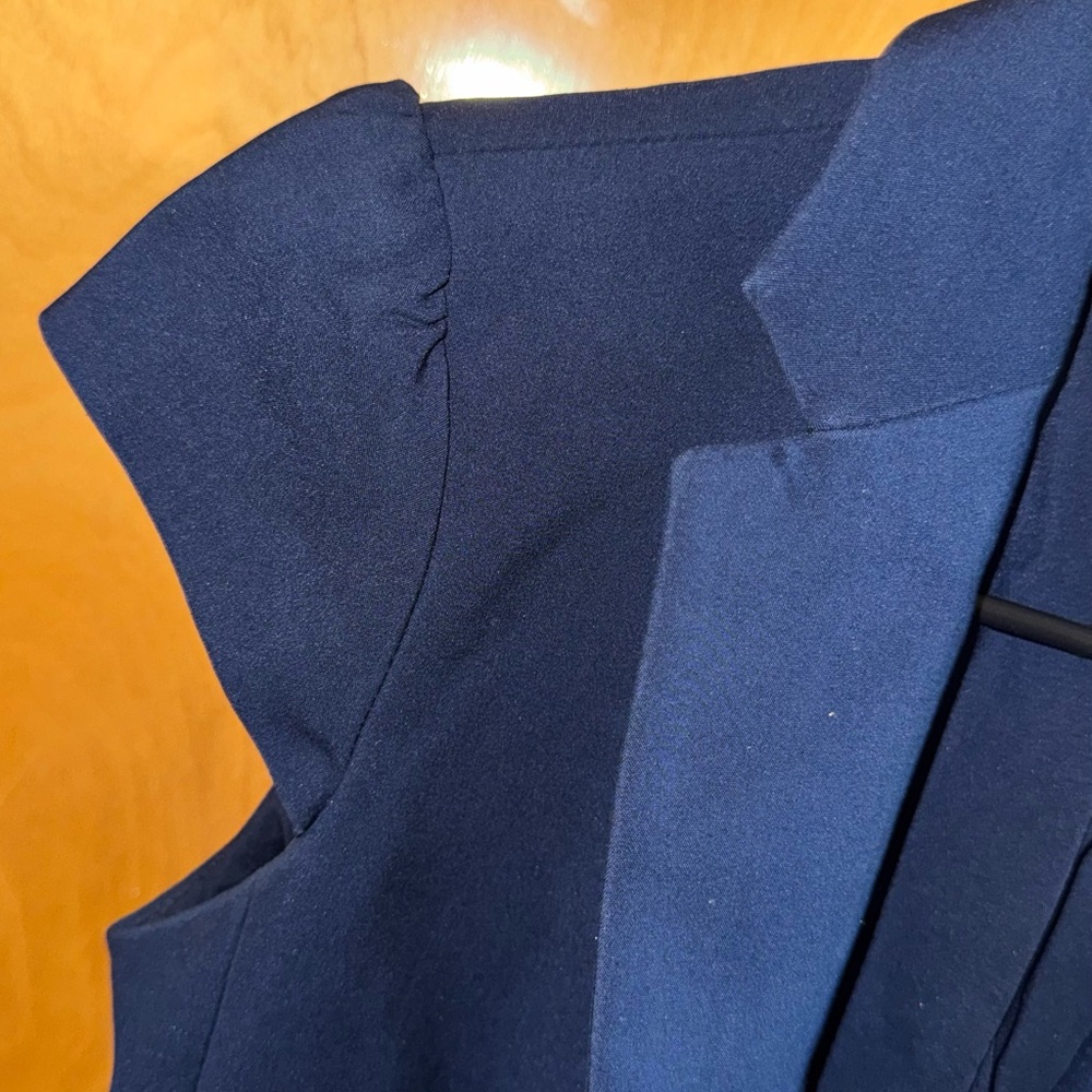 New York & Company Navy Short Sleeve Blazer with Gold Trim - Picture 4 of 7